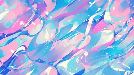 Colorful abstract painting. Pink, blue, and white colors. Soft brushstrokes. Delicate and feminine.