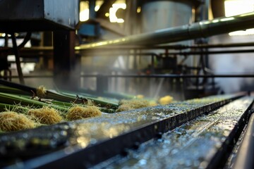 Naklejka premium Sugar cane production line in the industry