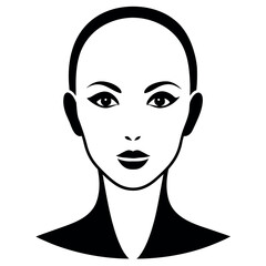 A bald head face vector silhouette, a beautiful woman face silhouette