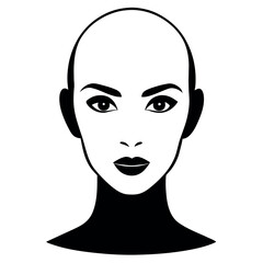 A bald head face vector silhouette, a beautiful woman face silhouette