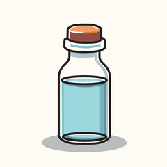 Illustration Vector Graphic Cartoon of a Clear Glass Bottle Filled with Liquid