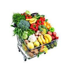 Shopping Or Delivery Of Fruits Vegetables, Isolated On Transparent Background, For Design And Printing