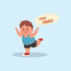 cartoon illustration of children playing run and finish. characters doing sports with a simple happy concept