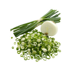 Spring Chopped Onions Or Green Onions, Isolated On Transparent Background, For Design And Printing