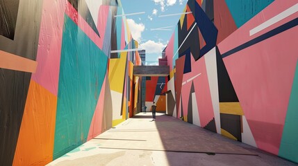 Capture the essence of urban life through a cubist lens in a VR setting Lure the audience into a dynamic street art scene