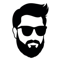 a vintage man face vector silhouette , a face with beard and sunglass silhouette