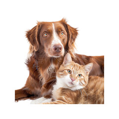 Witness The Heartwarming Friendship Between Dog And Cat, Isolated On Transparent Background, For Design And Printing