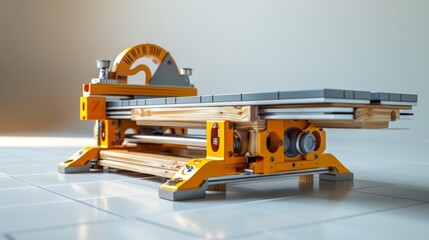 High-quality image of a tile cutter, isolated on a white studio background