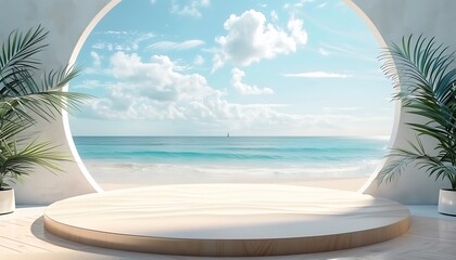 Fototapeta premium 3D Product Display on Sandy Beach
