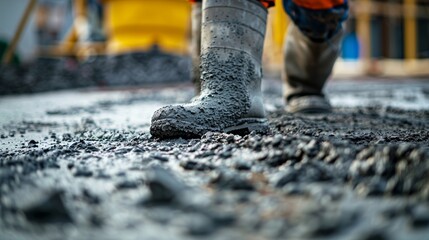 Naklejka premium Before giving the green light for pouring technicians carefully inspect and approve the concrete mix based on their thorough testing results.