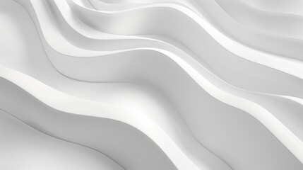 Minimalist wave-like forms in white create a seamless and clean visual experience against a pure background.