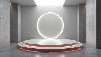 Abstract Tech Stage with Glowing Ring