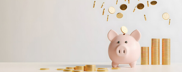 Detailed Tax Planning Image with Piggy Bank and Falling Gold Coins