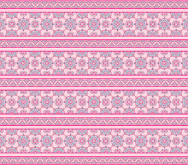 Vintage geometric seamless floral pattern, batik, geometric, tribal fabric, printed fabric, vector 