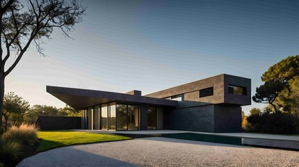 Fototapeta premium modern house in the evening