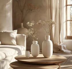 White ceramic vase minimalist style sofa and coffee