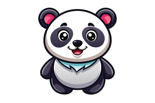 recommend clip art: panda head logo vector illustration.
                    Flat Vector Cute Cartoon Panda Character. Cute Smiling Sitting Panda Bear in Front View