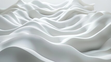 Obraz premium Abstract composition featuring flowing white wave surfaces on a clear background, evoking a sense of tranquility and elegance .