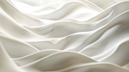 Obraz premium Abstract composition featuring flowing white wave surfaces on a clear background, evoking a sense of tranquility and elegance .