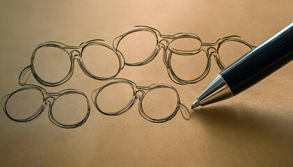 Fototapeta premium Hand drawn glasses illustration background. Pencil drawing. Pen drawing. wallpaper.