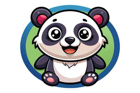 recommend clip art: panda head logo vector illustration.
                    Flat Vector Cute Cartoon Panda Character. Cute Smiling Sitting Panda Bear in Front View