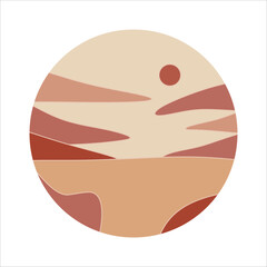 Circle mountain landscape background vector element