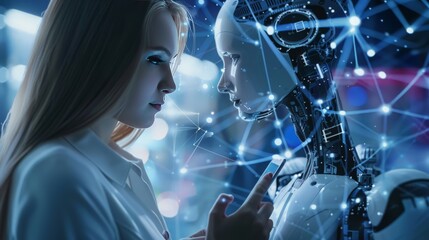 Engaging with AI on her smartphone, a woman explores the conversational capa