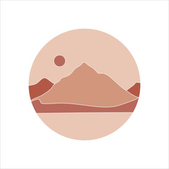 Circle mountain landscape background vector element