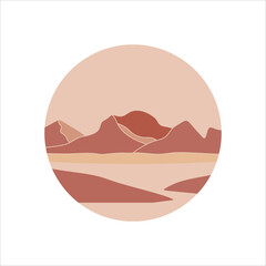 Circle mountain landscape background vector element