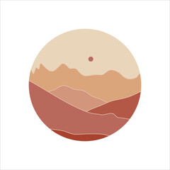 Circle mountain landscape background vector element