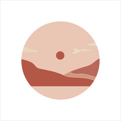 Circle mountain landscape background vector element