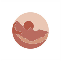 Circle mountain landscape background vector element