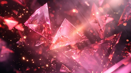 Rose quartz geometry merges with light, representing digital progress.