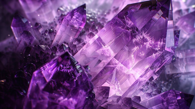 Enigmatic amethyst abstract provides a calming ambiance, ideal for science podcast art.