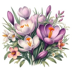 Obraz premium Saffron (Crocus) isolated on white background, old botanical illustration