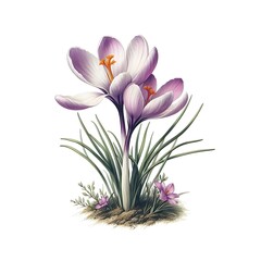 Obraz premium Saffron (Crocus) isolated on white background, old botanical illustration