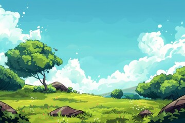 Fantastical landscape illustrations for dreamy interior design solutions copy space