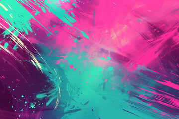 Energetic abstract blur in neon pink and turquoise, featuring dynamic swirls for lively environments.