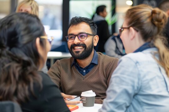 Professional Photography of a community event or meetup taking place at the innovation hub, bringing together innovators and, Generative AI
