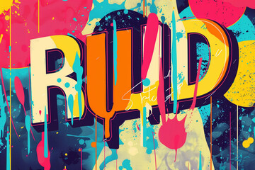 Bold contrasting colors and retro typography in an abstract pop style background.