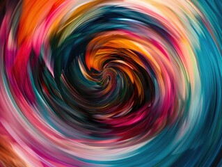 Vivid abstract digital art depicting a swirling cosmic vortex filled with dynamic colors