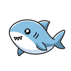 Illustration Vector Graphic Cartoon of a  Adorable Miniature Cute Shark with Friendly Smile, Perfect for Kids' Themes