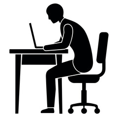 A man suffering back pain problem vector silhouette, white background
