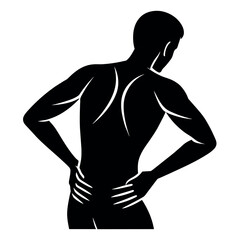 Fototapeta premium A man suffering back pain problem vector silhouette, white background