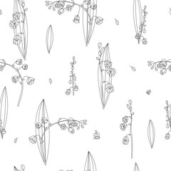 seamless pattern with lily of the valley. Vector illustration