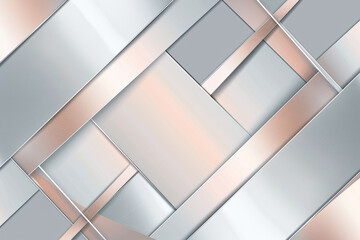 Duotone gradient with silver and rose gold geometric shapes, adding elegance.