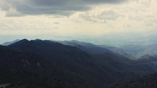 Aerial view of Blue Ridge Mountains outside of Asheville North Carolina