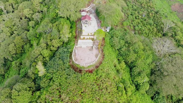 Aerial video of a foggy morning view in Pantan Terong, Takengon, Aceh