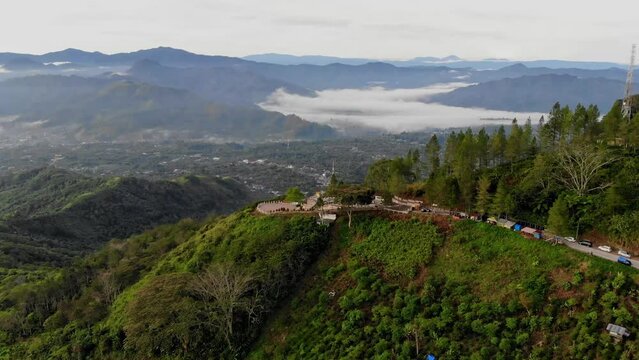 Aerial video of the morning view at Pantan Terong, Takengon, Aceh