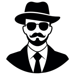 A vintage man profile vector silhouette, a man profile vector illustration black color, white background